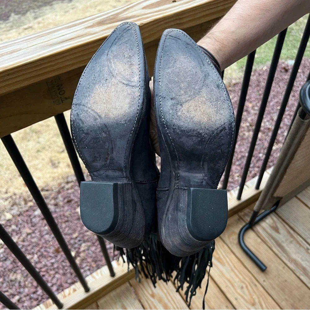 Liberty Black Fringed Black Western Knee-High Cowboy Boots - Women - Picture 5 of 9